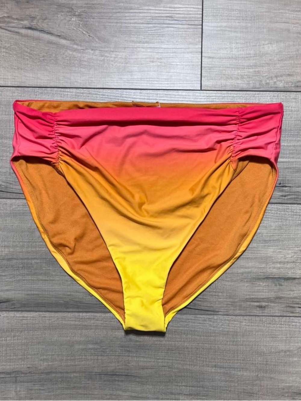Mynah Womens Ombré High-Waist Lined Bikini Bottom‎ Size XL Sunset Fusion